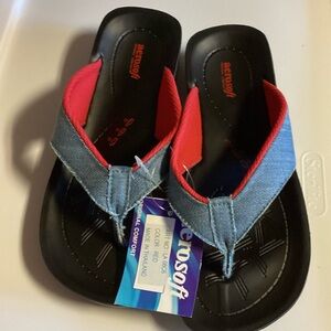 AEROSOFT Woman’s Denim Flipflop Sandals Size 7 NWT